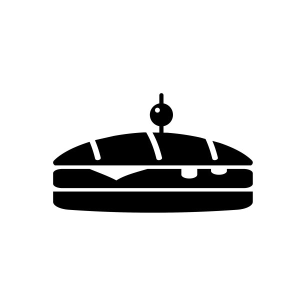 三明治图标平坦的黑色白色背景图片下载