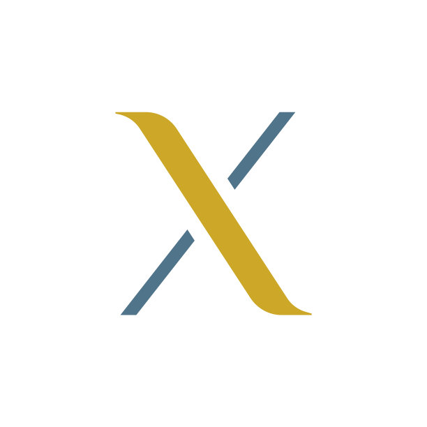 优雅的金色x标志设计孤立在白色上图片下载