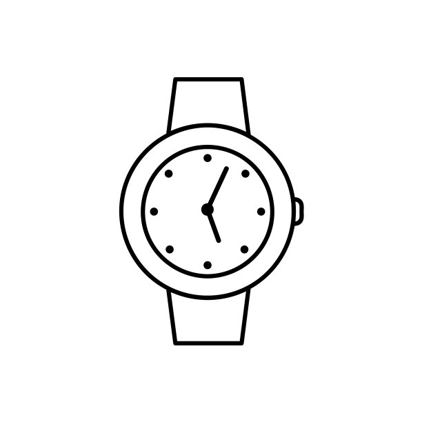 腕表线条图标轮廓符号线性风格图片下载