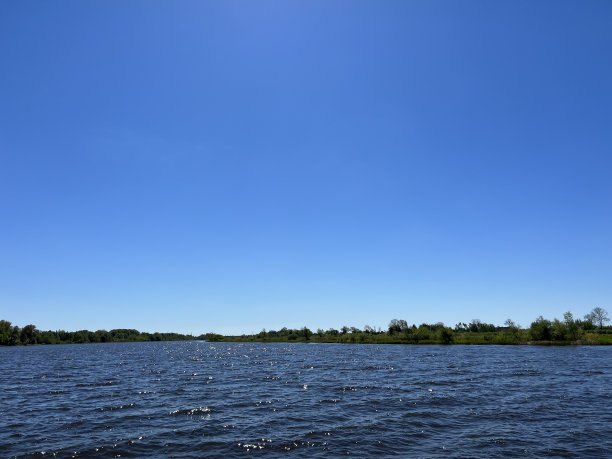 湖面上阳光明媚的一天图片下载