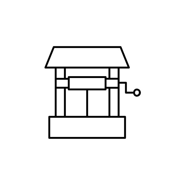 水井线图标在白色背景简单图片下载