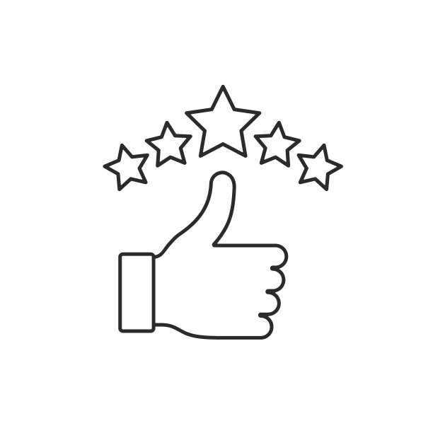 大拇指和星星质量评级线图标图片下载