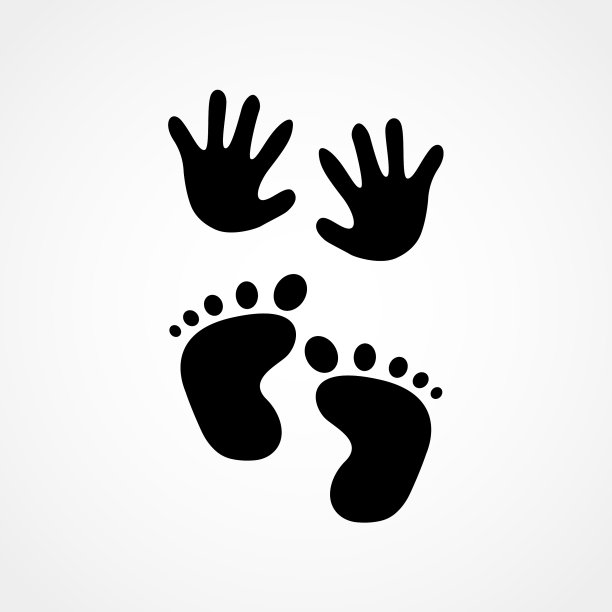婴儿的脚印和手印图标抽象图片下载