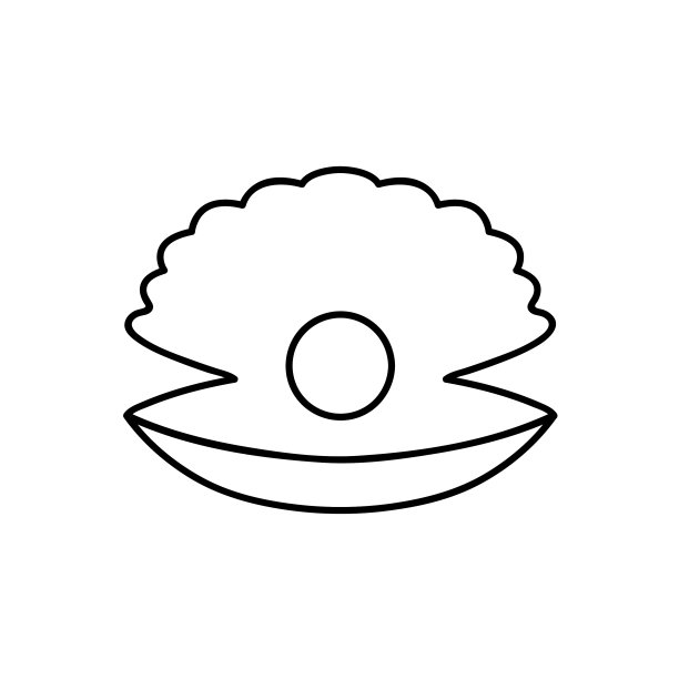 线条风格的标志类型与贝壳和珍珠隔离图片下载