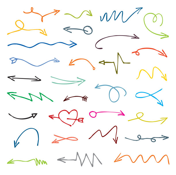 一组彩色绘图箭头图片下载