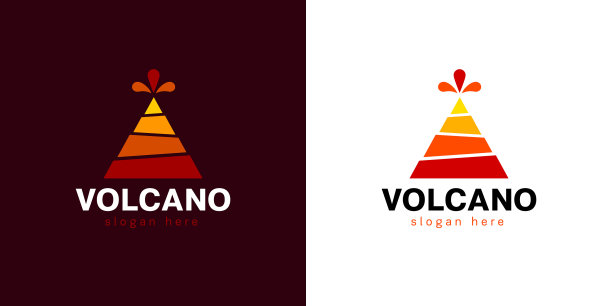 火山标志或标志在白色和黑色图片下载