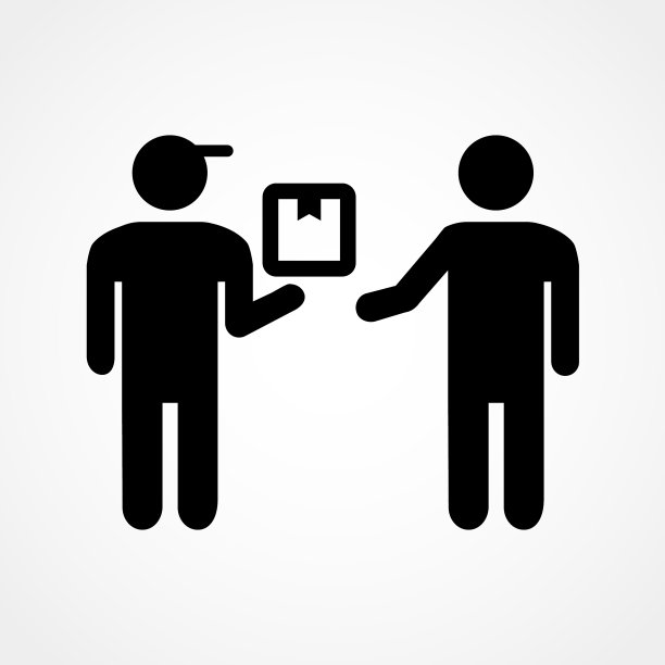 灰色背景上的快递服务标志图片下载