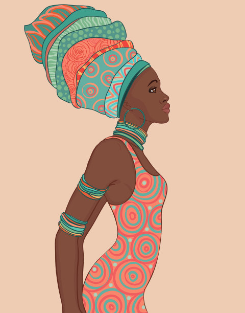 穿着传统服装的漂亮的非裔美国女人图片下载