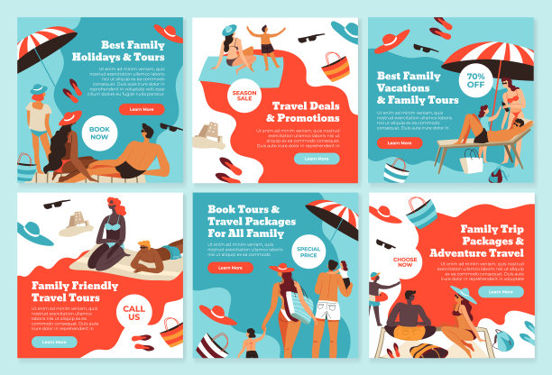 家庭假期和旅游广告在网上张贴图片下载
