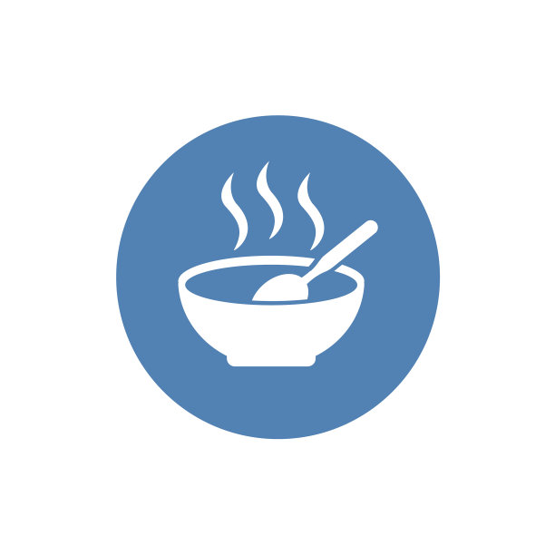 汤盘与蒸汽热午餐图标在白色图片下载