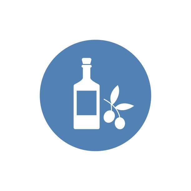 橄榄枝与橄榄油瓶标志平图片下载