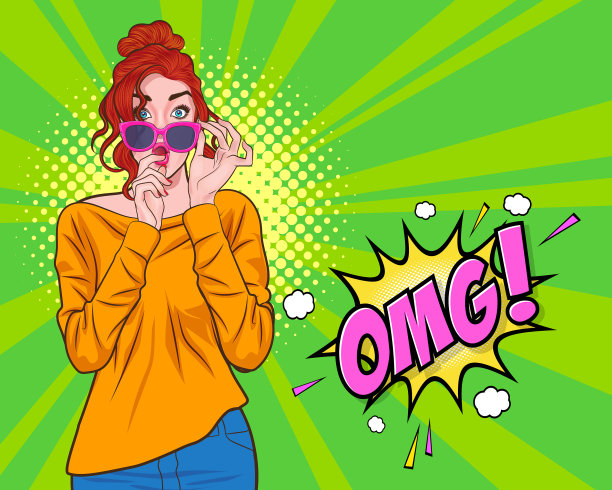 惊讶的年轻女子说omg和手触摸图片下载