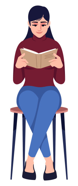 漂亮的女人与书半平RGB颜色图片下载