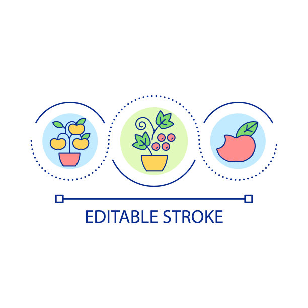 生长的水果和浆果循环概念图标图片下载