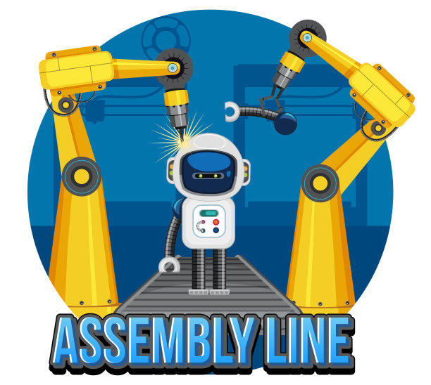 生产工艺概念与装配线横幅设计图片下载