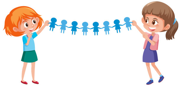 两个剪纸成人形的女孩图片下载