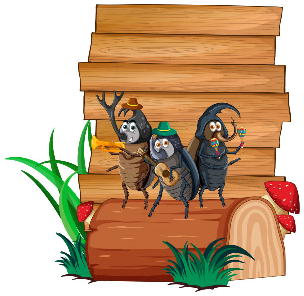 白底甲虫标牌图片下载