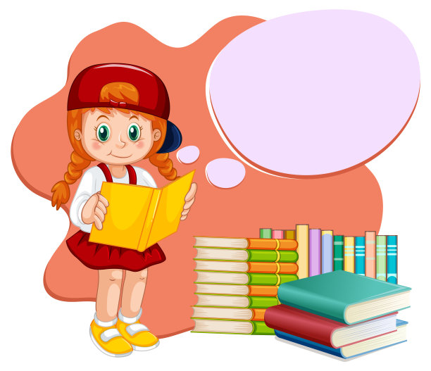 一个女孩阅读与callout素材图片