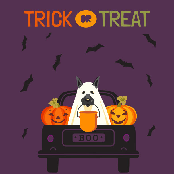 万圣节不给糖就捣蛋的可爱矢量插图图片下载