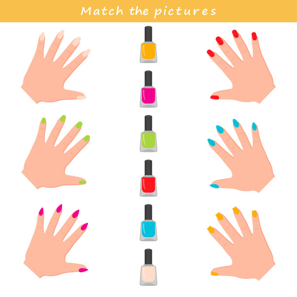 游戏的女孩。配上图片上的指甲油和涂上指甲油的手。图片下载