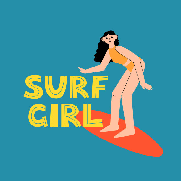 可爱的女人在海里冲浪图片下载