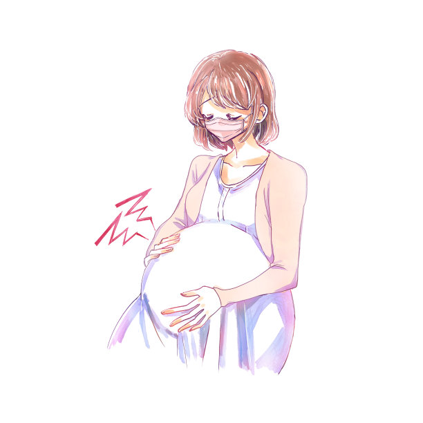 痛苦的孕妇插画图片下载