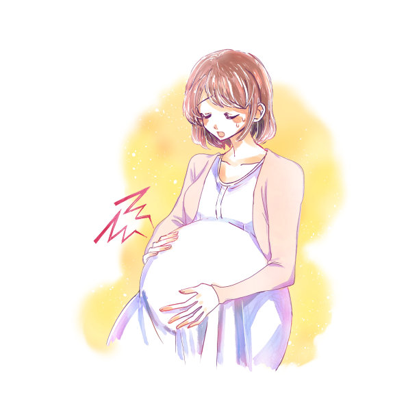 痛苦的孕妇插画图片下载