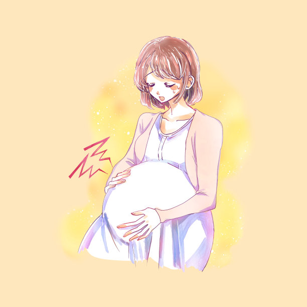 痛苦的孕妇插画图片下载