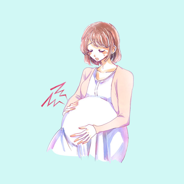 痛苦的孕妇插画图片下载
