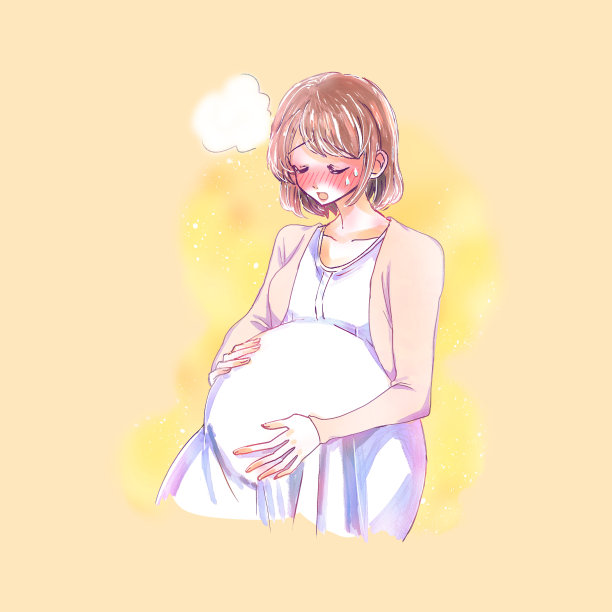 痛苦的孕妇插画图片下载