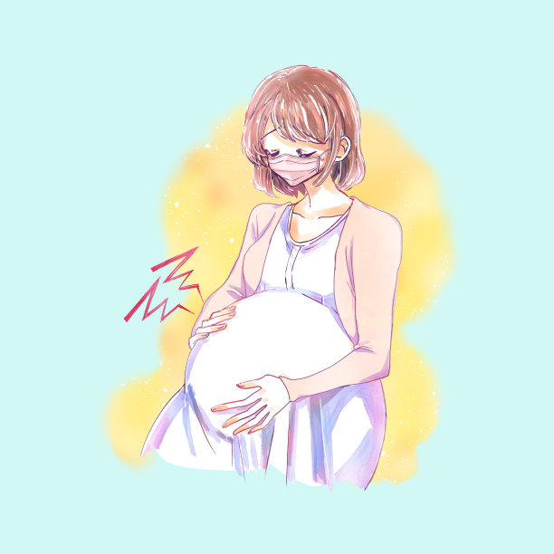 痛苦的孕妇插画图片下载