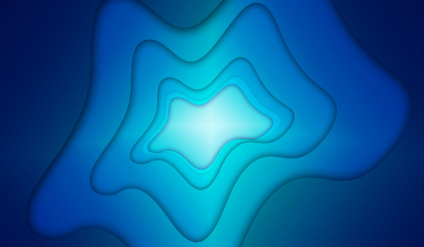 剪纸背景与蓝色阴影抽象波浪形状。图片下载