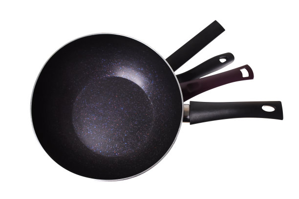 烹饪锅，一组煎锅孤立在白色背景(裁剪路径)图片下载