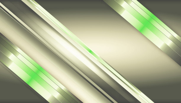 未来的银色模板背景与绿色霓虹灯发光线。图片下载