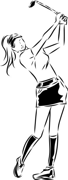 在高尔夫球场练习高尔夫的女人图片下载