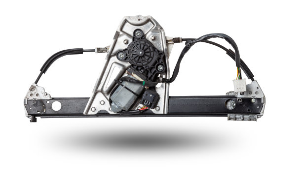 白色隔离背景上的电动车窗装置。汽车零配件目录图片下载