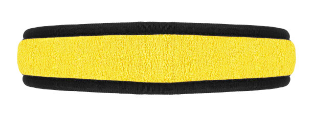 黄色狭窄的训练头带孤立在一个白色的背景。运动设备。图片下载