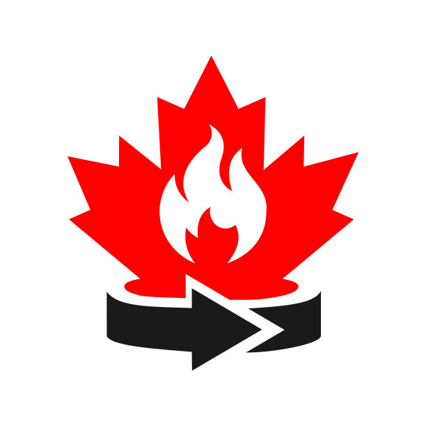 枫叶火标志设计加拿大火标志红色图片下载