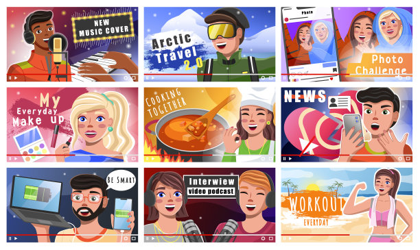 视频博主播送短视频和思想图片下载