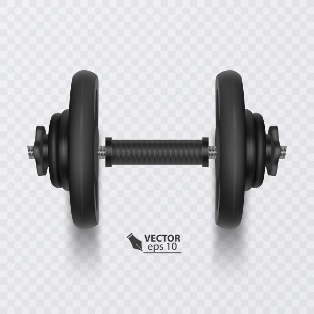 金属哑铃孤立在白色背景图片下载