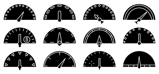 速度计速度线字形剪影图标设置图片下载