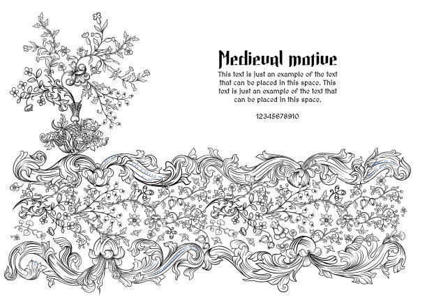 花卉复古中世纪光照派手稿图片下载