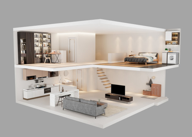 3D房屋空间剖面图图片下载