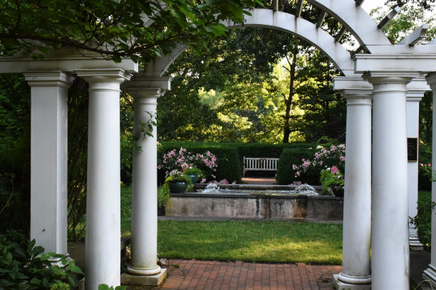 透过凉亭看花园图片下载