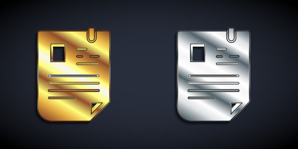 金色和银色的简历图标孤立的黑色图片下载