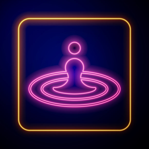 发光的霓虹灯水滴图标孤立在黑色图片下载