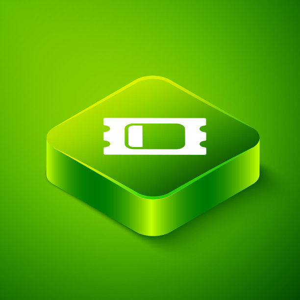 等距马戏票图标孤立在绿色图片下载