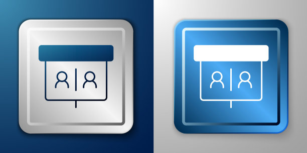 白色视频聊天会议图标隔离在蓝色图片下载