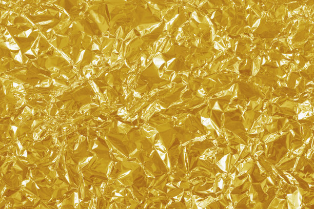 金箔箔光泽的纹理，抽象的黄色包装纸作为背景和设计艺术作品。图片下载