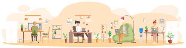 一群人坐在电脑前工作图片下载